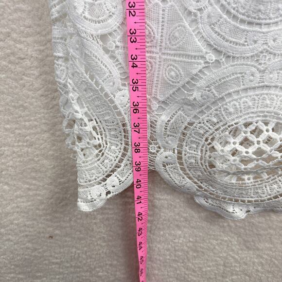 Bisou Bisou Dress Womens 8 White Lace Sheath High Neck Cap Sleeve Party Cocktail - Picture 13 of 16